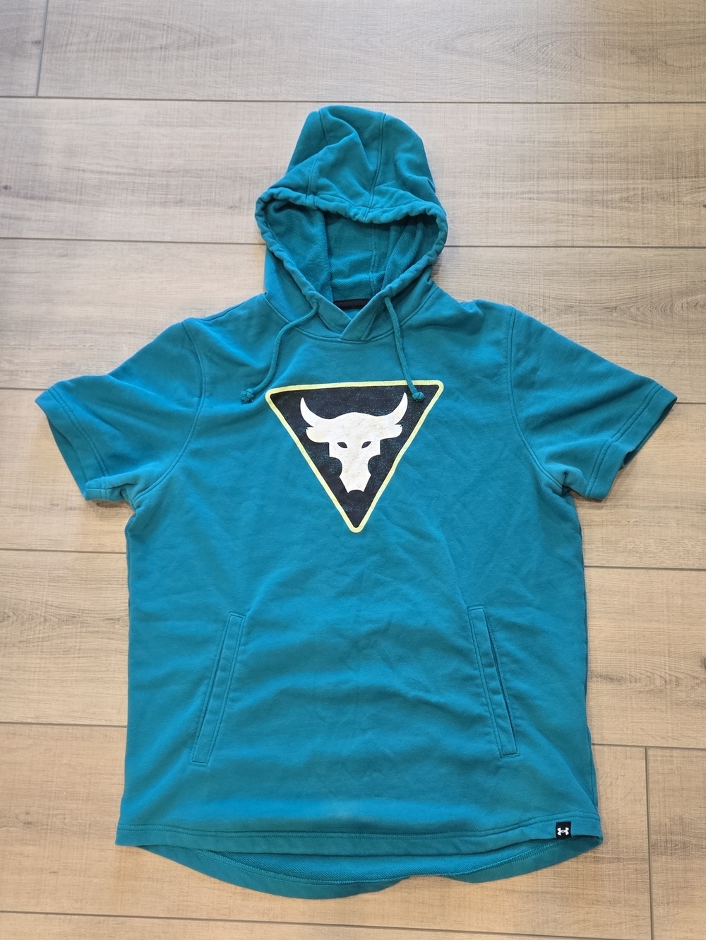 Under Armour Teal Short-Sleeve Hoodie with Bull Triangle Logo